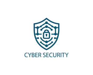 Cyber security logo icon symbol vector illustration. Modern security lock logo