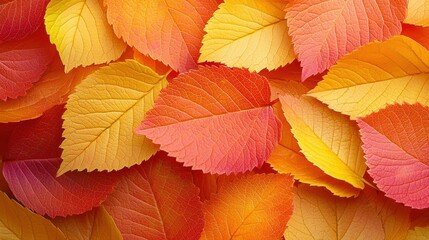 Fototapeta premium Close-Up of Autumn Leaves in Minimalist Style with Orange and Yellow Hues for Seasonal Decor and Backgrounds