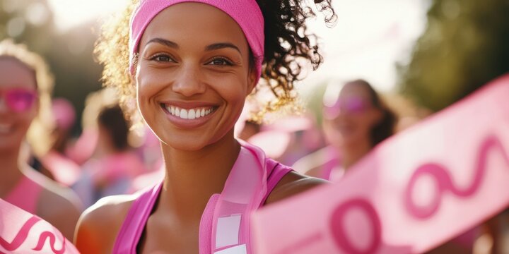 Woman in pink clothes on meeting about women health