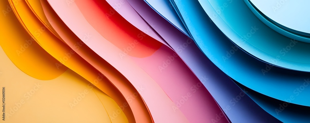 Poster colorful abstract paper art creating wavy shapes
