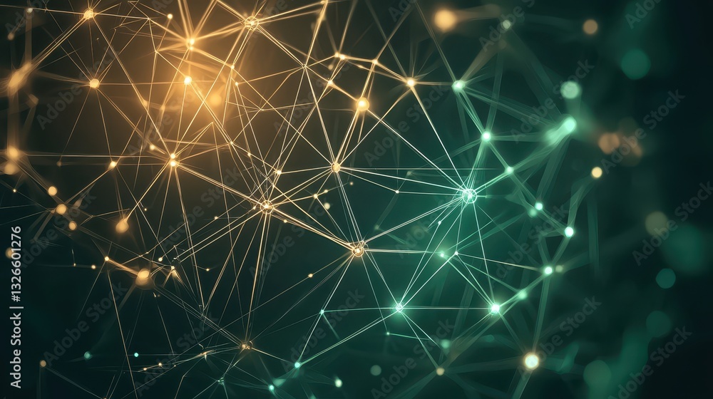 Poster abstract connection network with glowing node points and lines