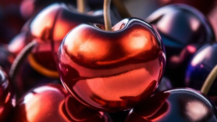 Metallic Cherries on Futuristic style	