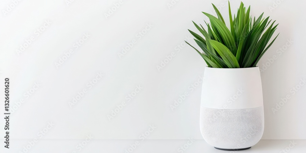 Aufkleber automated efficiency workflow monitoring concept. green plant in a modern white pot on a minimalisti