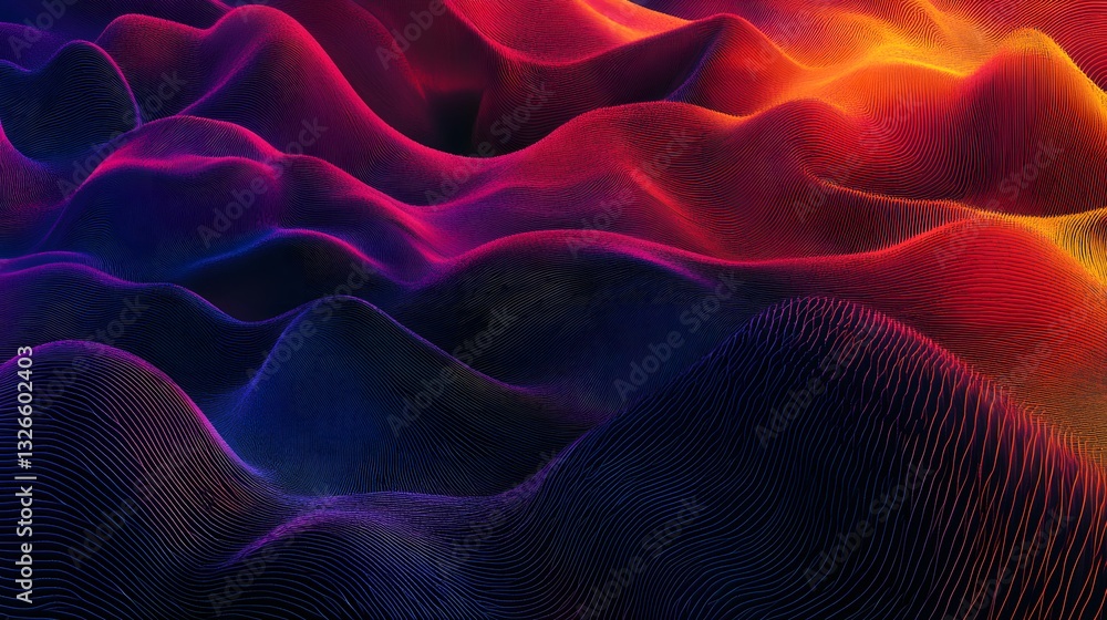 Aufkleber colorful particle waves flowing seamlessly in digital landscape