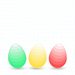 Colorful eggs on a checkered background with free space for text