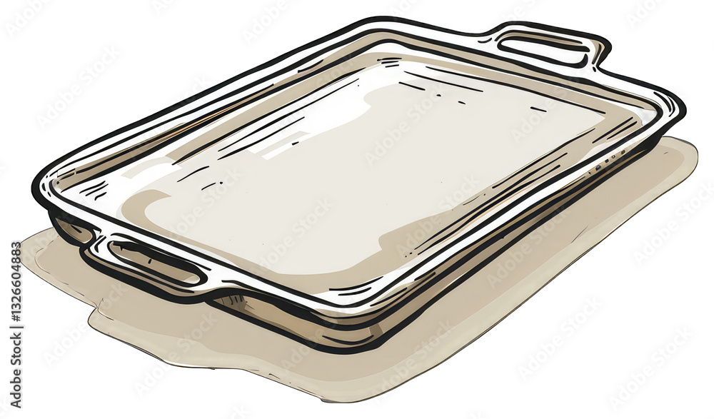 Poster a rectangular baking tray with handles shown from an angle