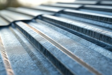 Close up view of corrugated metal roof surface