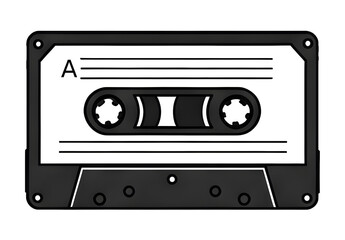 Obraz premium Retro Tape, Cassette black and white isolated icon clipart drawing, Side A