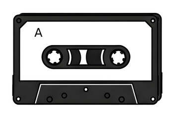 Obraz premium Retro Tape, Cassette black and white isolated icon clipart drawing, Side A 