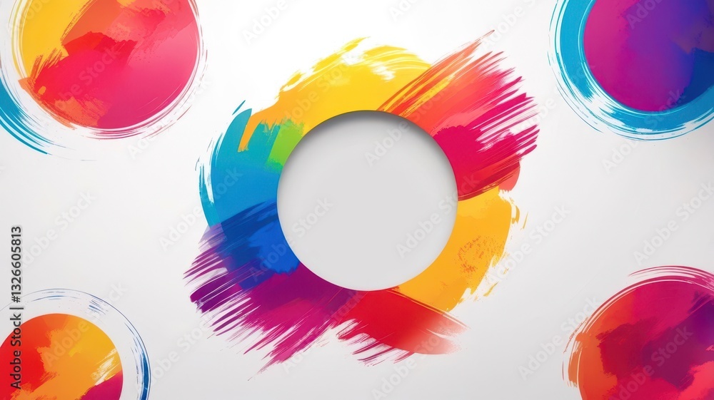 Aufkleber A series of colorful circles with a white circle in the middle