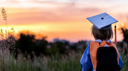 Child Graduate Sunset Field Dreams Education Future