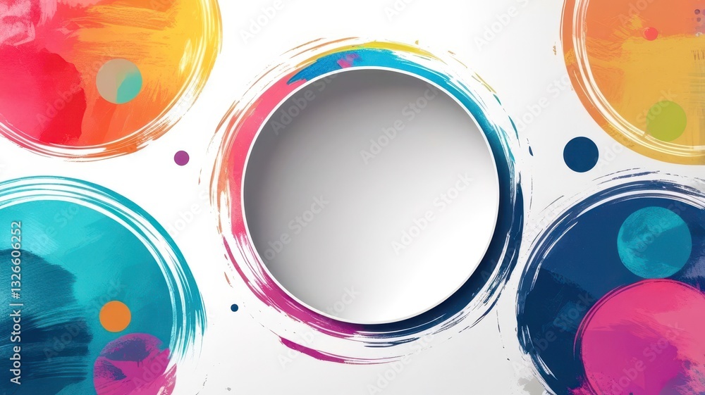 Poster A colorful background with a white circle in the middle