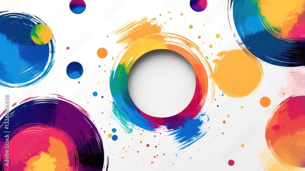 Poster A colorful background with a white circle in the middle