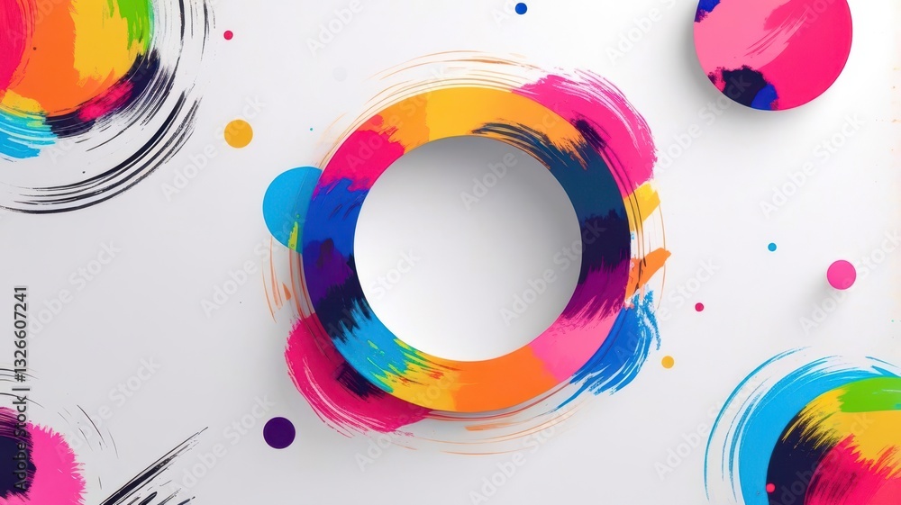 Aufkleber a colorful, abstract design with a large circle in the center
