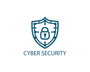 Cyber security logo icon symbol vector illustration. Modern security lock logo