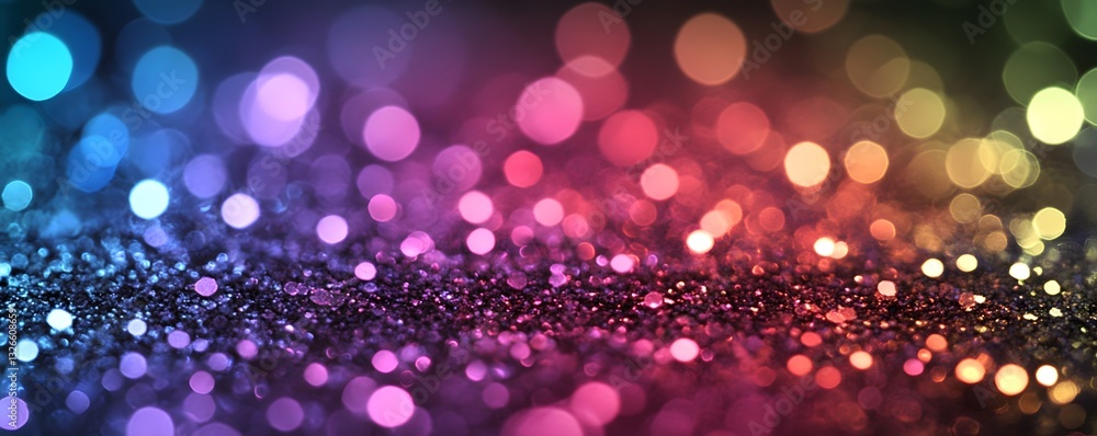 Poster colorful festive glittering background with many bokeh lights