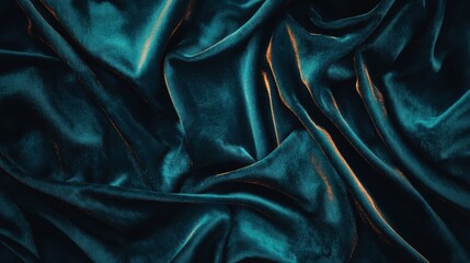 Fototapeta premium Soft Velvet Fabric Texture in Minimalist Style with Intricate Fold Patterns and Rich Color Contrast