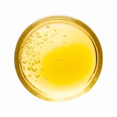 Golden Yellow Bubble Oil or Serum Droplets Isolated on White Background