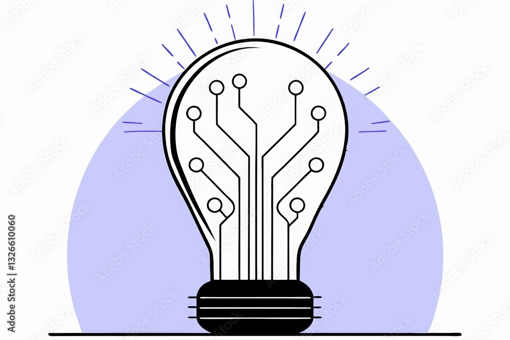 Poster a light bulb with circuit patterns, symbolizing innovation and the fusion of technology with creativ