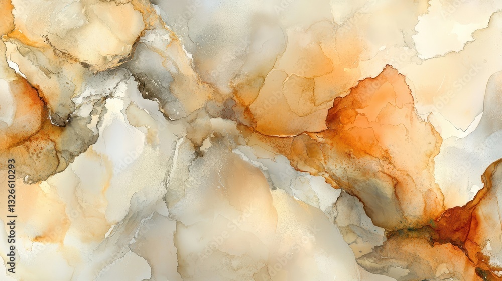 Poster abstract fluid art with warm tones and soft textures in background