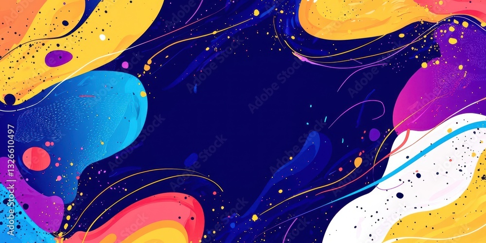 Poster a colorful background with a blue and white line