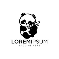 A cheerful panda holding bamboo exudes a friendly and warm feel, perfect for products or services targeting families or children.