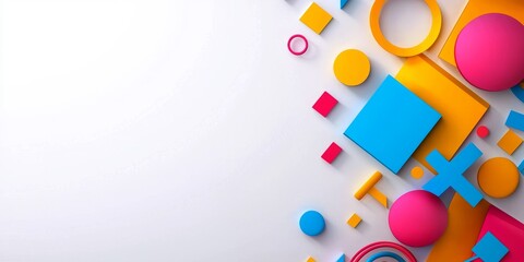Colorful Geometric Shapes on White Background for Creative Design