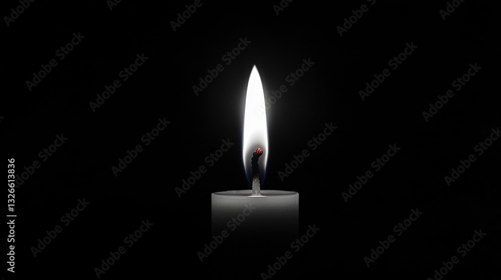 Aufkleber minimalist close-up of soft candle flame glowing in darkness, capturing tranquility and serenity in 