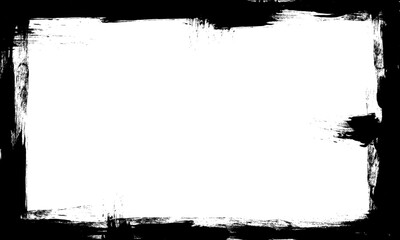 black ink brush painting blank frame border artistic grunge graphic element