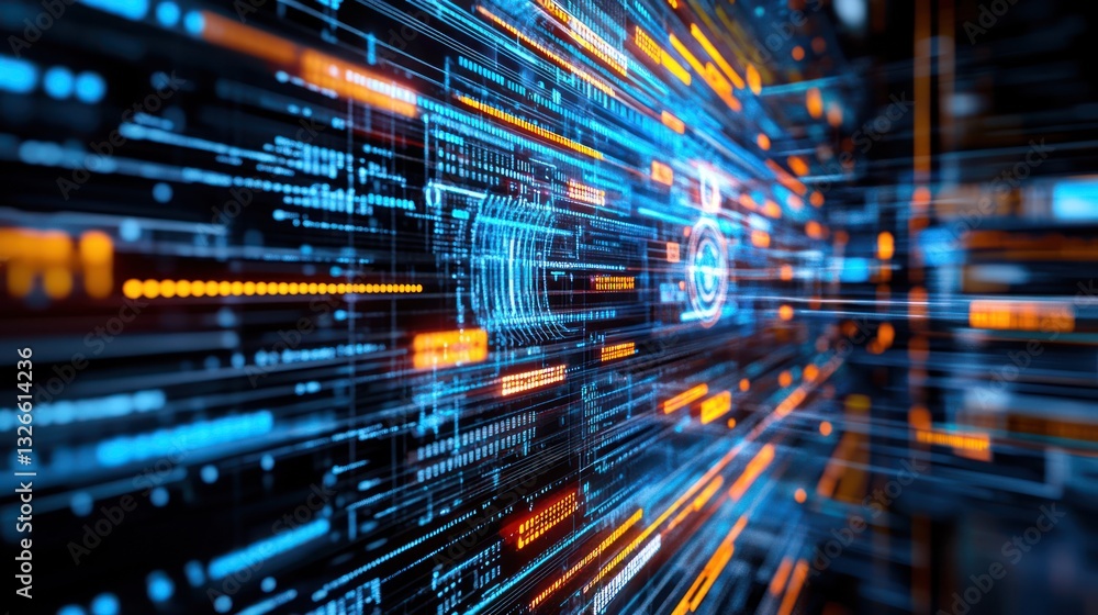 Poster digital data stream: a futuristic visualization of high-speed information transfer