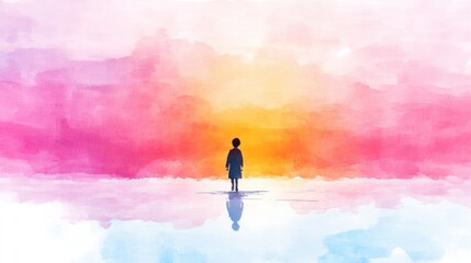 Fototapeta premium Universal Love: Powerful Energy Connecting Human Spirit to the Universe - Abstract Watercolor Painting Illustration