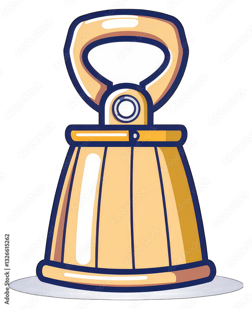 Poster an illustration of a bell shaped object with a handle on top