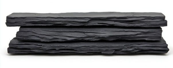 Stacked Dark Grey Slate Stone Texture Natural Rock Layers Rough Raw Material Architectural