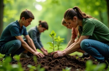 Community members engage in tree planting activity to promote sustainability