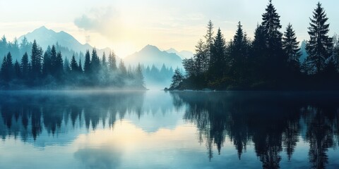 Fototapeta premium Lake in the forest banner