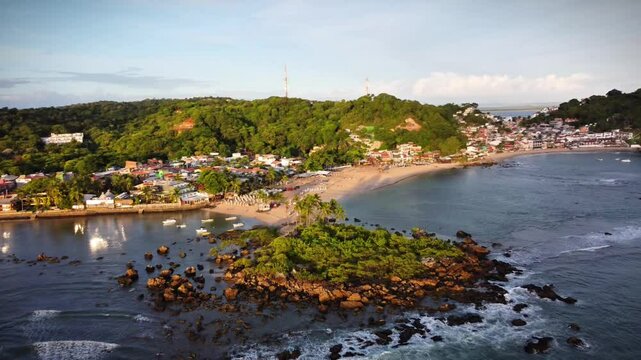 aerial view of the sunrise in an island called Morro de Sao Paulo, Bahia. A northeast state in Brazil