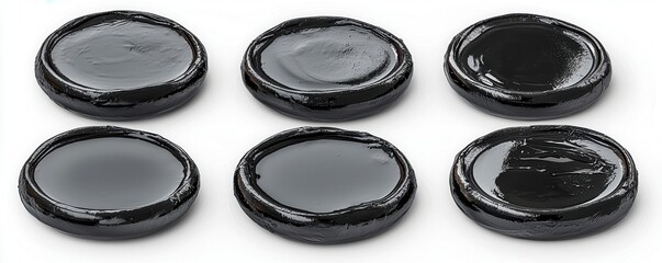 Six Glossy Black Oval Dishes Pottery Artisan Handmade Studio Shot