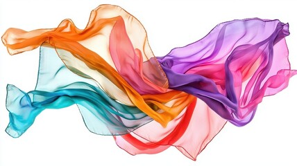 Fototapeta premium Vibrant Rainbow Silk Scarf Flowing Fabric Colorful Textile Fashion Design Element