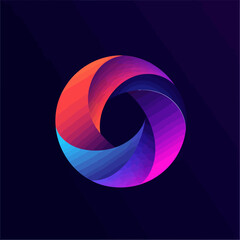 Obraz premium Abstract colorful gradient circle logo design on dark background