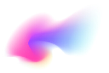 Abstract neon wave form, blurred iridescent gradient texture, isolated design element. Fluid watercolor brushstroke blurry swirl shape. Aesthetic flowing lights decoration.