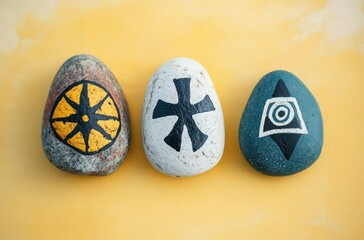 Tribal Symbols on Painted Stones for Hispanic Heritage Month Craft with Children