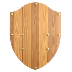 PNG wooden shield isolated on white transparent background. 