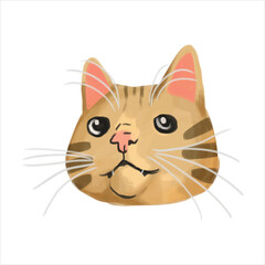 Cute Watercolor Cat Portrait with Striped Fur