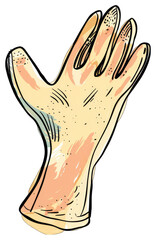 An illustrated cartoon image depicting a single protective glove