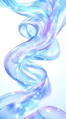 Abstract swirling liquid ribbons, light blue and purple.  Delicate, flowing, ethereal