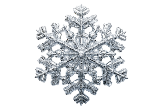 Intricate snowflake design on transparent background