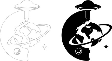 Space Elevator logo sign symbol icon with black and outline
