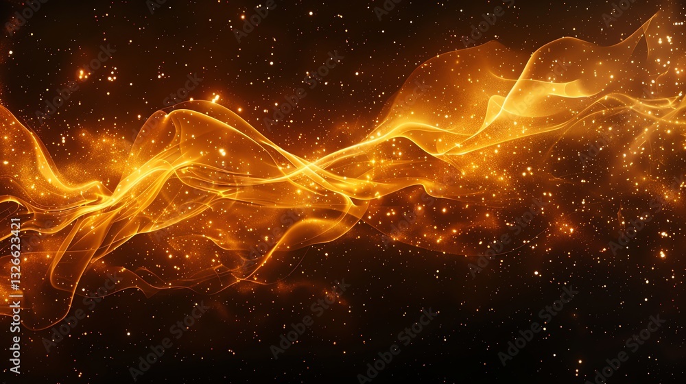 Wall mural abstract swirling lights and particles, creating a sense of energy and movement.