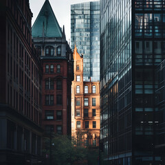 Urban Streetscape, Sunlight on Buildings
