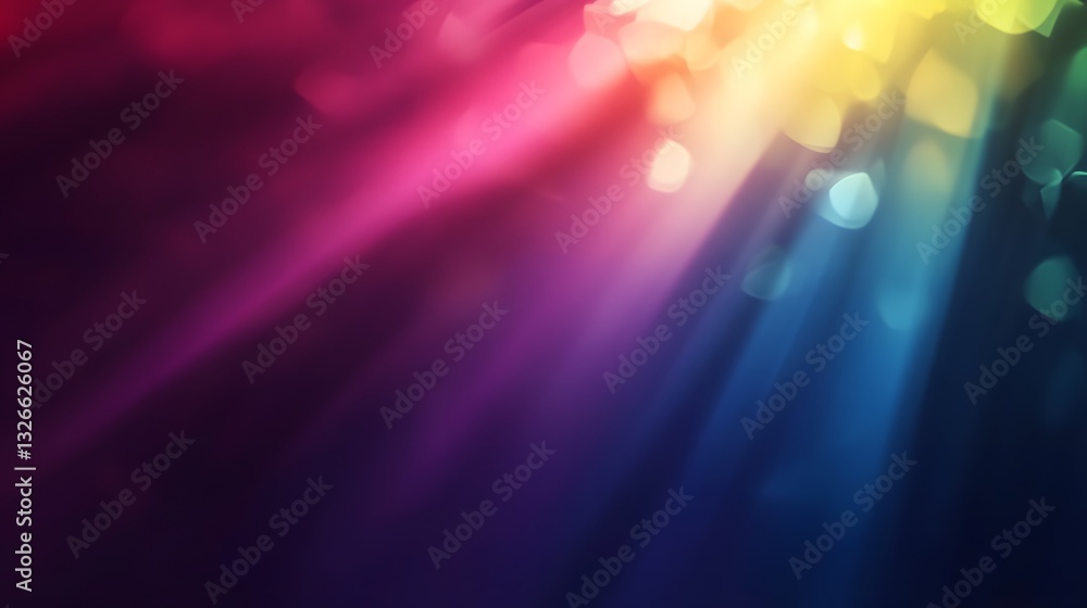 Aufkleber colorful light beams shining through bokeh effect background